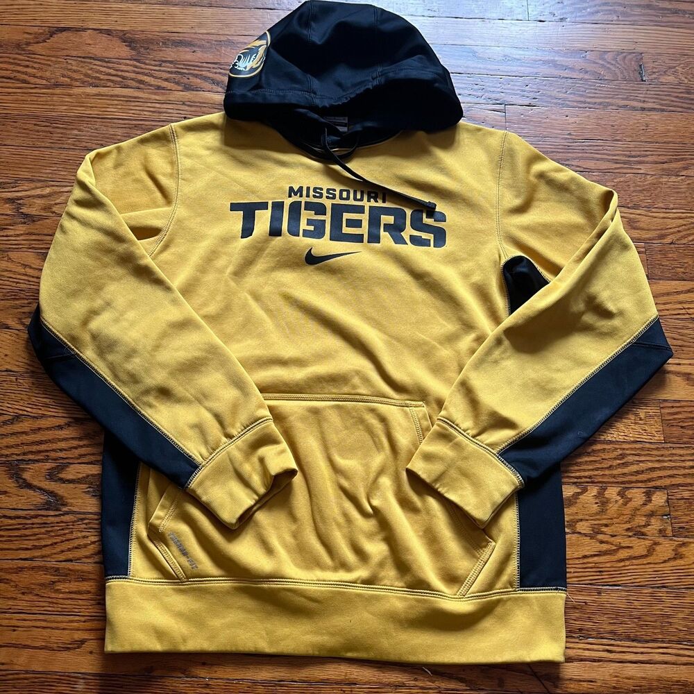 Nike Therma-Fit Missouri Tigers Hoodie Sweatshirt Yellow Black Men's S